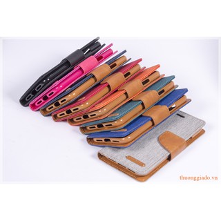 Bao da iPhone X (5.8"), Hiệu GOOSPERY, CANVAS DIARY (bề mặt bọc vải)
