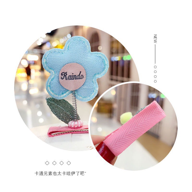 Kẹp Tóc Lò Xo Hình Bông Hoa Đính Kim Sa Lấp Lánh Cho Bé