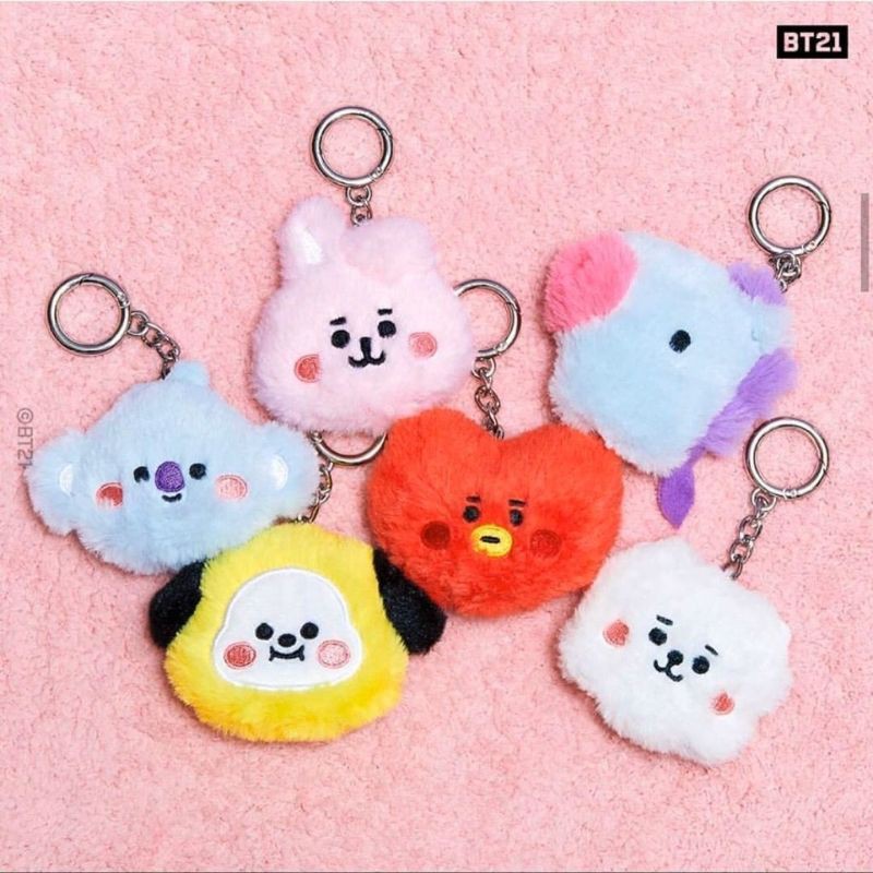 CÓ SẴN MÓC KHÓA XÙ KEYRING FUR FACE BT21 BABY CHÍNH HÃNG