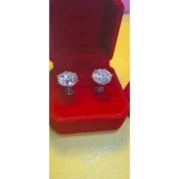 SALE.Đôi bông tai moissanite 12ly nước D/FL. Ổ bạc xi bạch kim sáng đẹp. Hàng gia công riêng rất đẹp, đầy đủ kiểm định