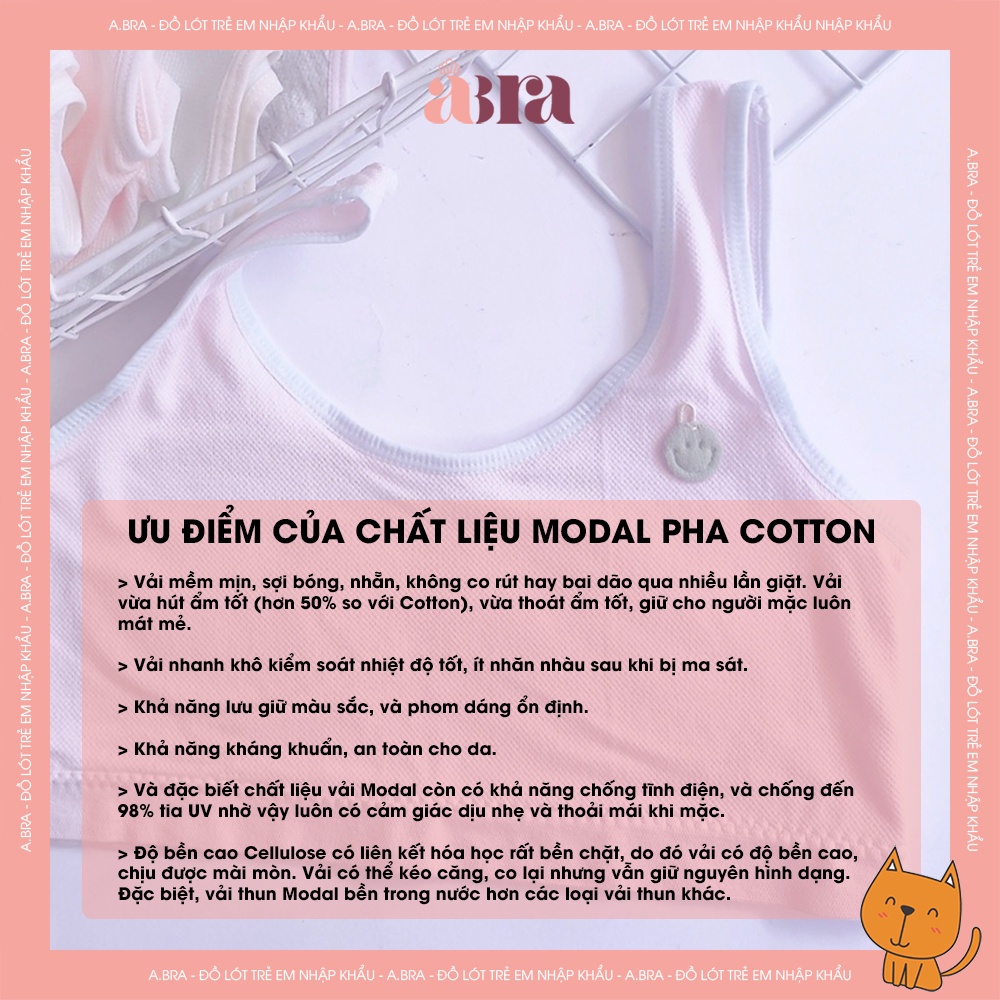 Áo Lót Bé Gái Kháng Khuẩn Mềm Mại Có Mút Đệm ABra AL05 Áo Lá Học Sinh Cao Cấp Chất Liệu Modal Cotton