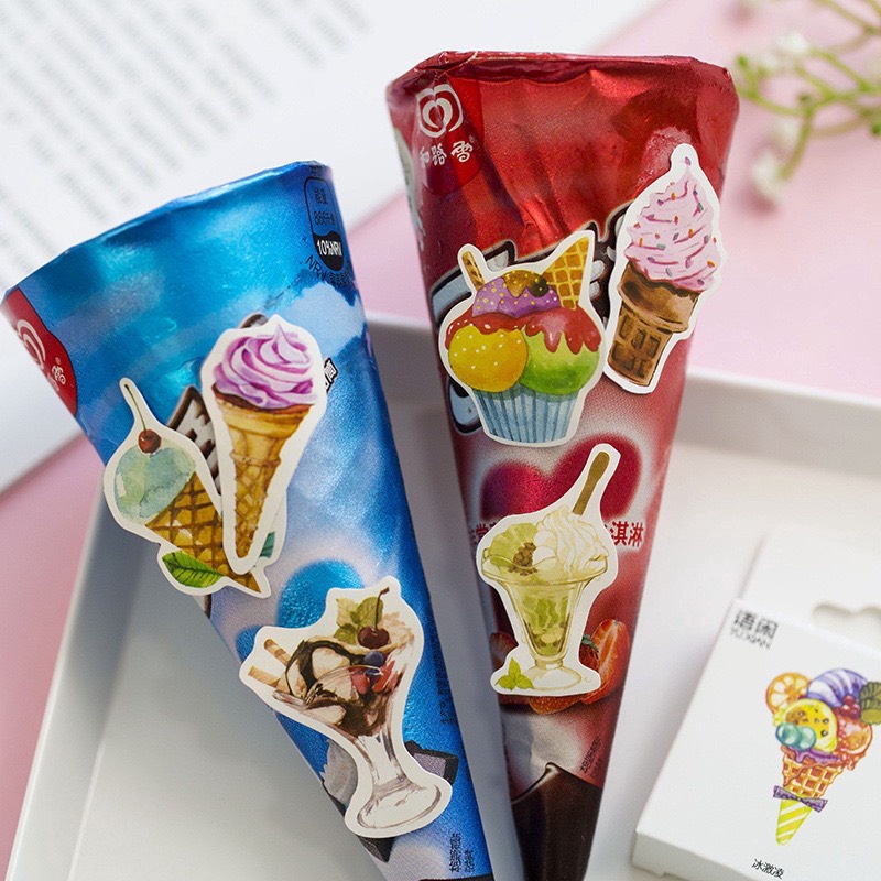 [HD52] Bộ 45 hình dán sticker Hình Cây Kem đáng yêu trang trí sổ tay DIY