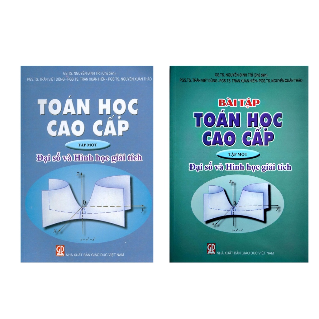 Sách - combo Toán học cao cấp và Bài tập toán học cao cấp tập 1 (khổ to, xanh dương - xanh ngọc)