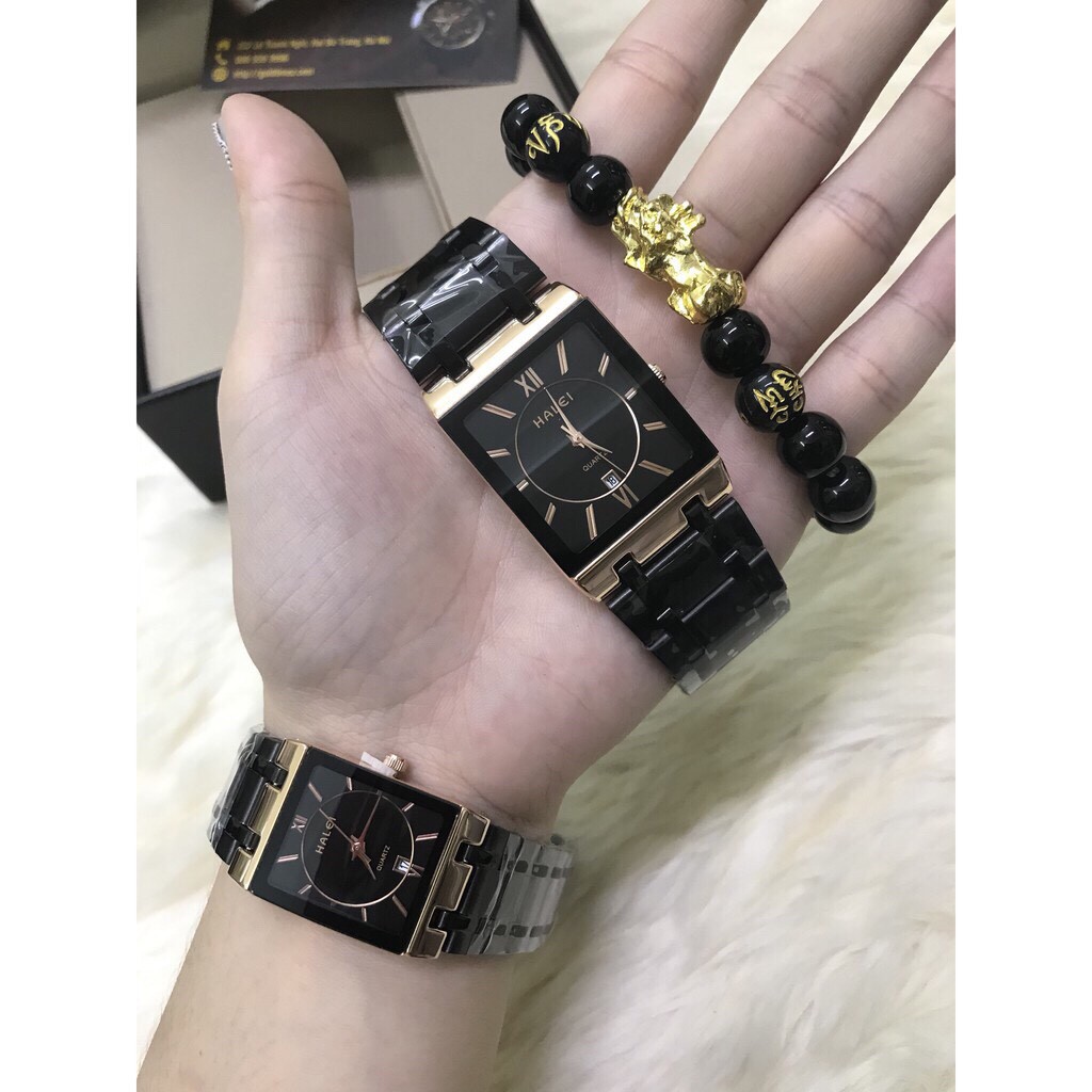 [CHÍNH HÃNG] Đồng hồ cặp đôi nam nữ Halei vuông Utimate Black rose siêu thời thượng | BigBuy360 - bigbuy360.vn