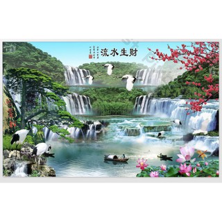 Tranh dán tường Tranh 3d Phong thủy dán tường phòng khách phòng ngủ hiện đại 01 (kích thước lớn) 1080649