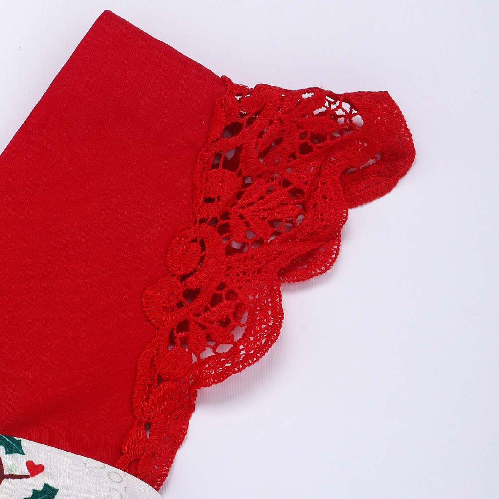 Bộ Áo Liền Quần Họa Tiết Giáng Sinh + Băng Đô Thời Trang Cho Bé Gái