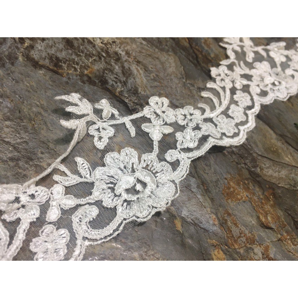 Ren chân cao cấp RC170738 bản 8cm dùng may váy đầm thời trang, váy cưới, làm đồ decor trang trí, đồ lót, váy ngủ...