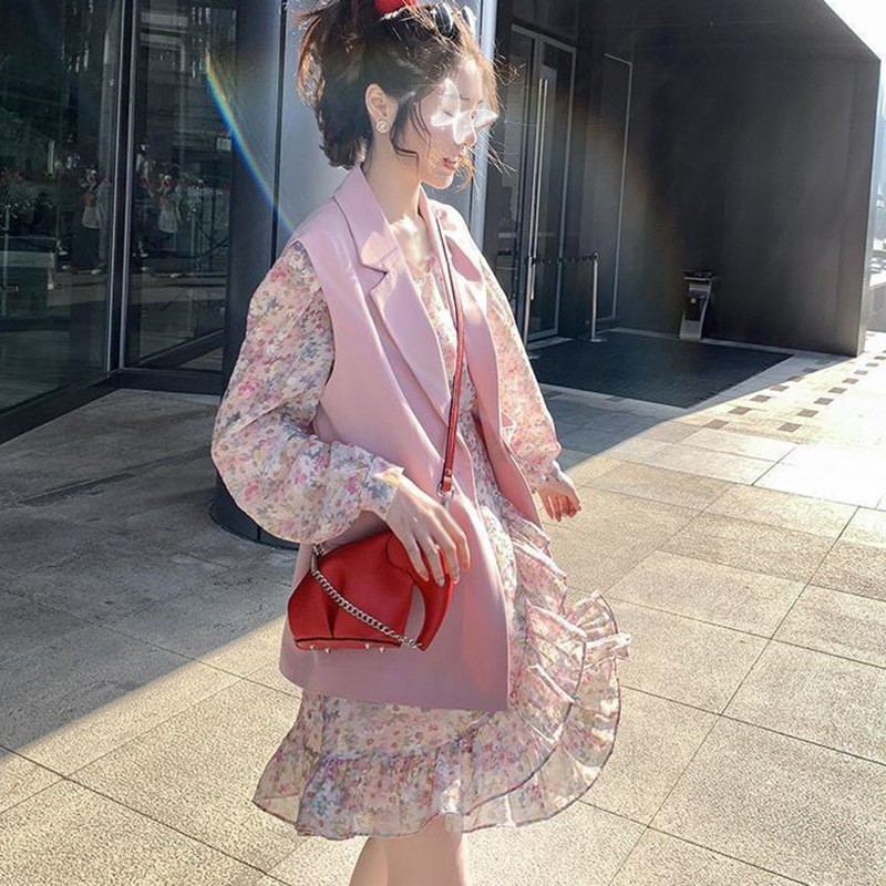 Đầm Ngắn Tay Dài Họa Tiết Hoa Thời Trang Xuân Thu Cho Nữ