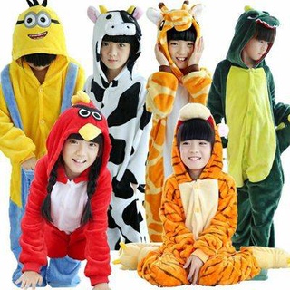 Bộ đồ ngủ trẻ em một mảnh flannel thu đông hoạt hình khủng long, bộ đồ ngủ dày cho bé