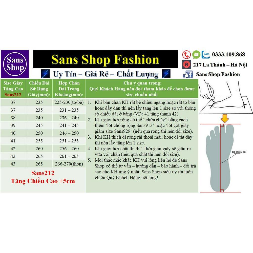 Sneaker nam nữ unisex độn đế 5cm Sans212 giầy thể thao trắng tăng chiều cao lười full white không dây êm chân cao cấp