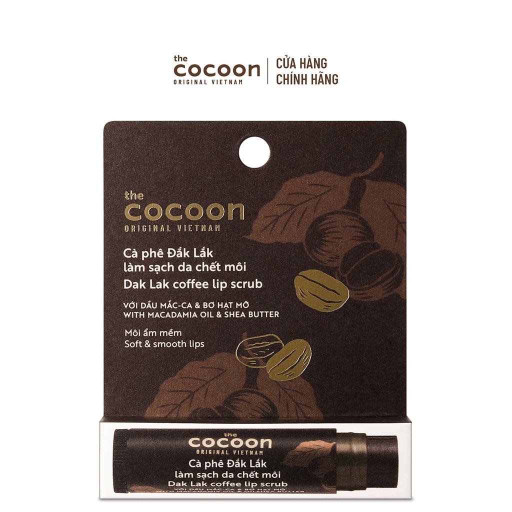 [Mã FMCGMALL -8% đơn 250K] Tẩy da chết môi cà phê Đắk Lắk Cocoon môi ẩm mềm 5g