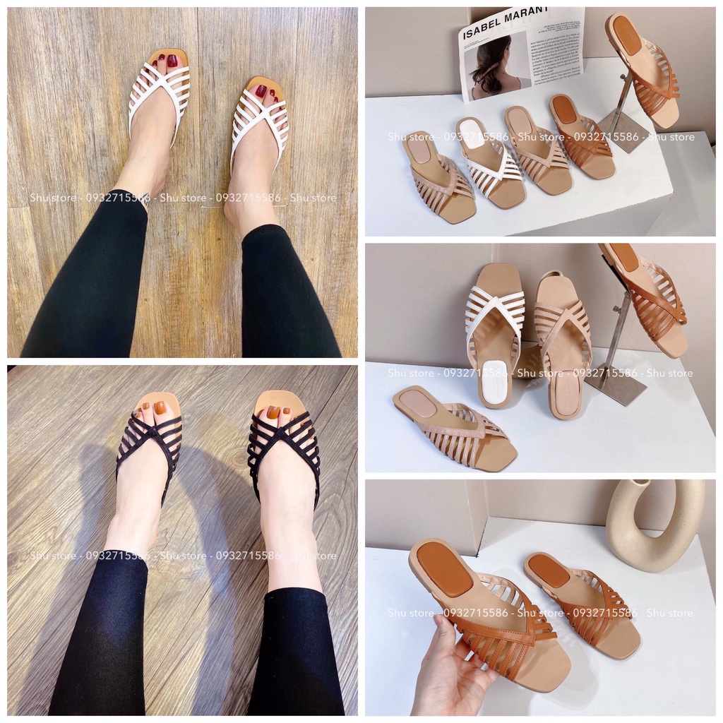 DÉP QUAI NGANG SHU STORE - Dép thời trang nữ quai rọ đế bệt