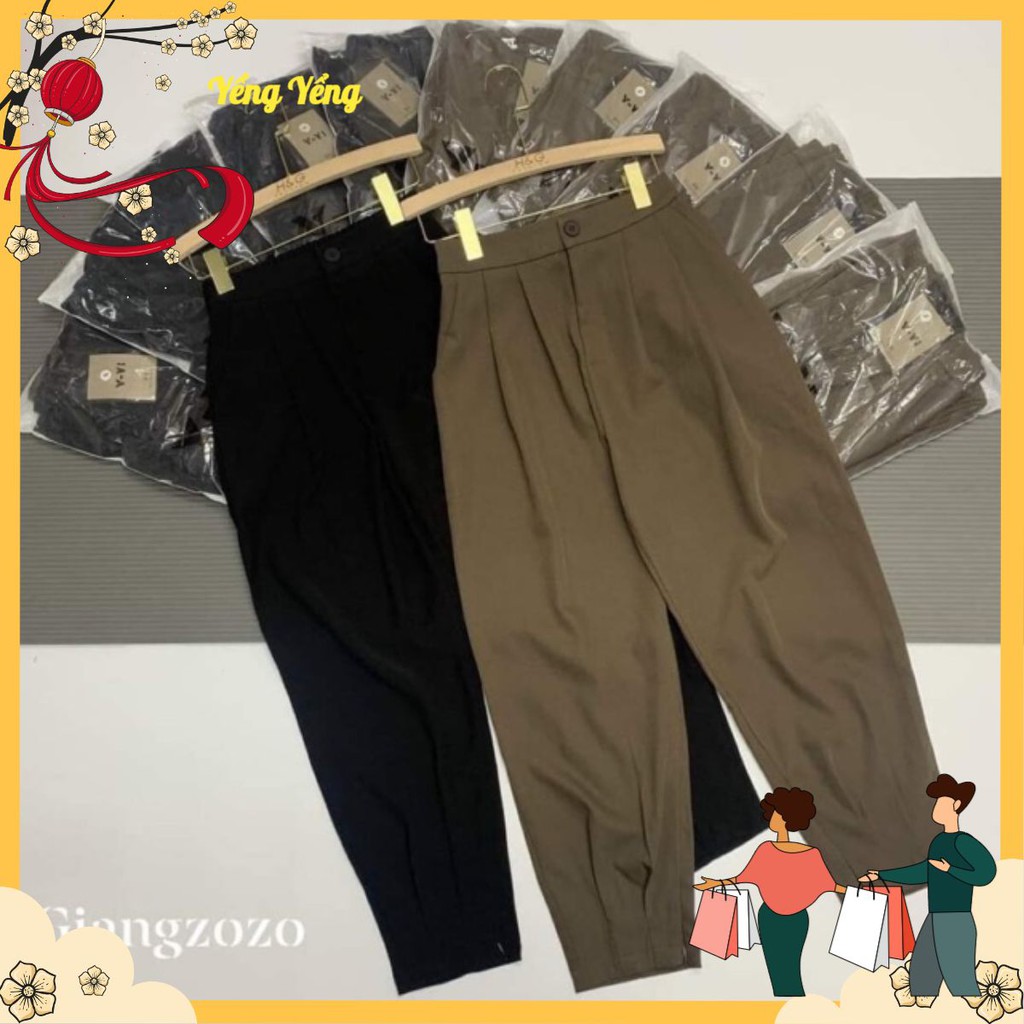 QNU26 - QUẦN BAGGY XẾP LY GẤU 2 MÀU CHO NỮ