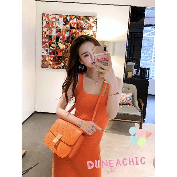 DUNEA Đầm midi hai dây DUNEA709 dệt kim gợi cảm dành cho nữ