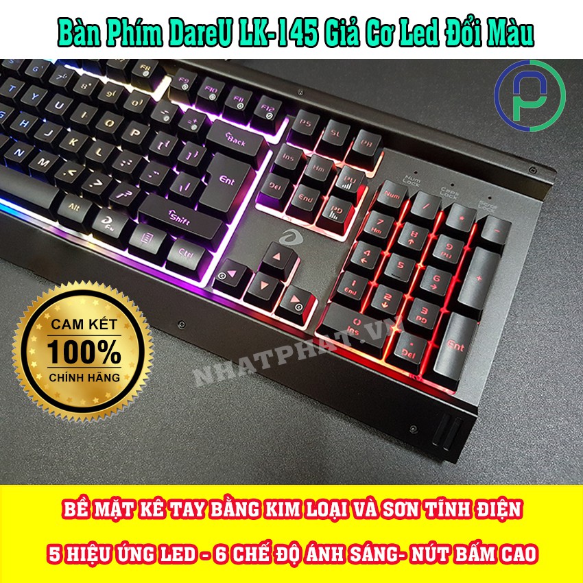 Bàn Phím Cơ dareu ek169 104 key chuyên game và phím giả cơ dareu lk 145 led đỏi màu