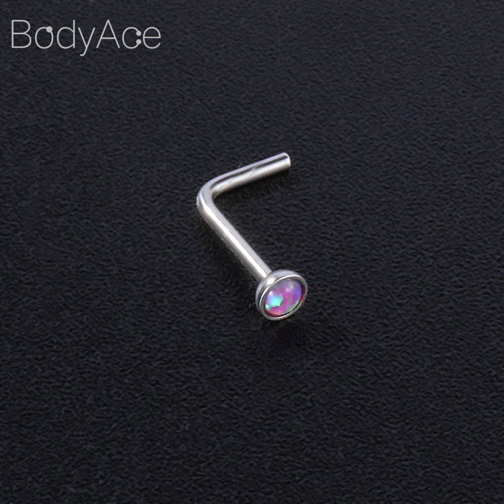 Set 5 khuyên mũi hình chữ L thiết kế độc đáo bằng thép không gỉ 20g