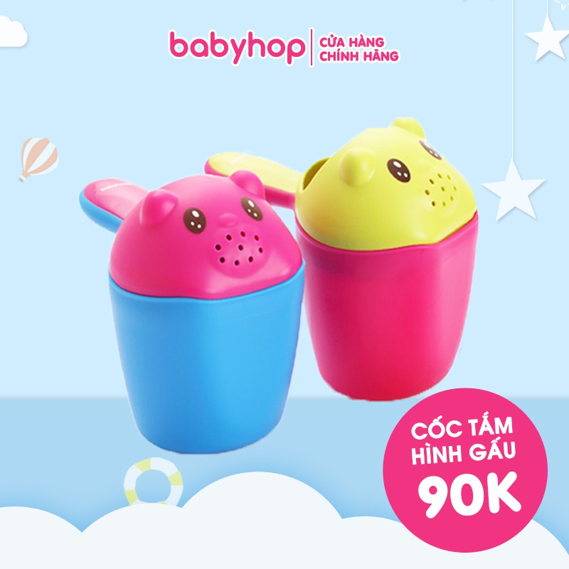 Cốc tắm cho bé có nắp hình gấu, chính hãng Babyhop