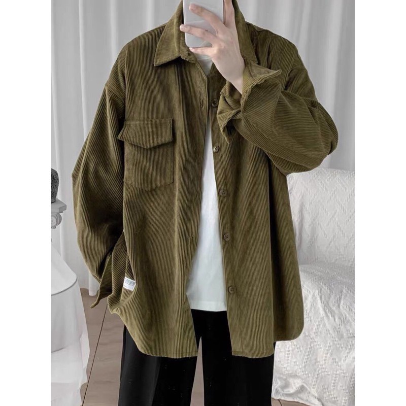 Áo sơ mi Nhung Tăm nam nữ Form rộng siêu thời trang, Áo sơ mi unisex nam nữ