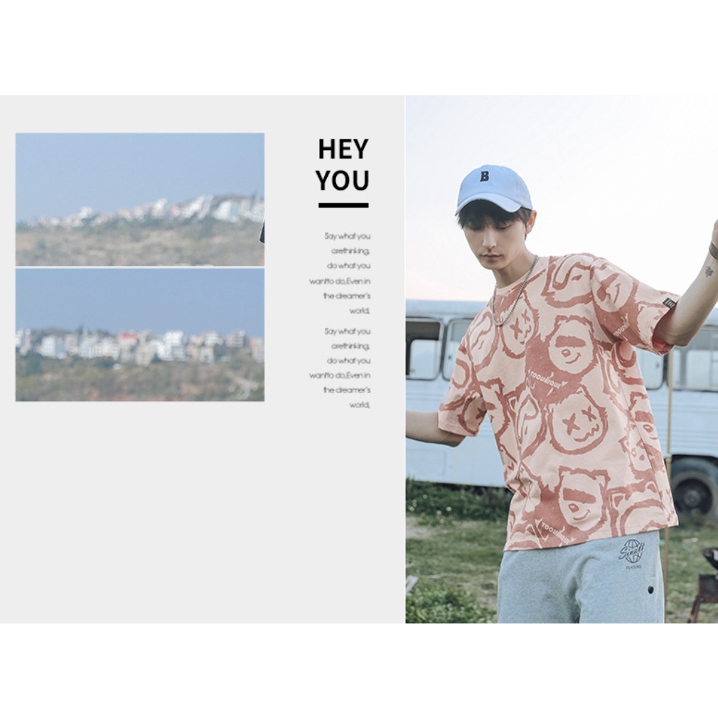 Áo thun tay lỡ MEANSTORE phông cotton Unisex nam nữ tee oversize form rộng pull Ulzzang vải mát - họa tiết gấu