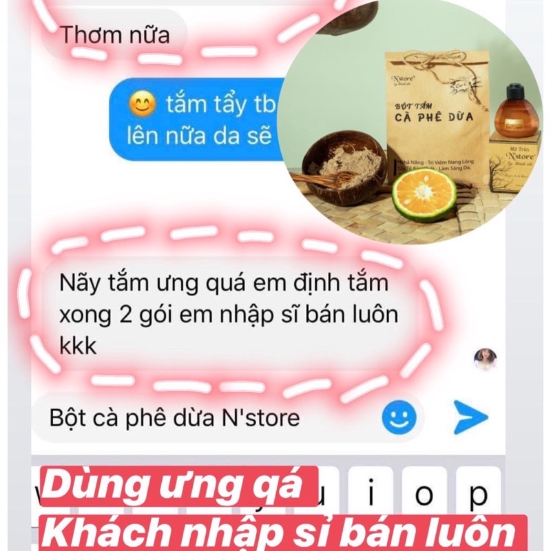 Bột tắm cà phê dừa giảm tế bào chết, mịn da