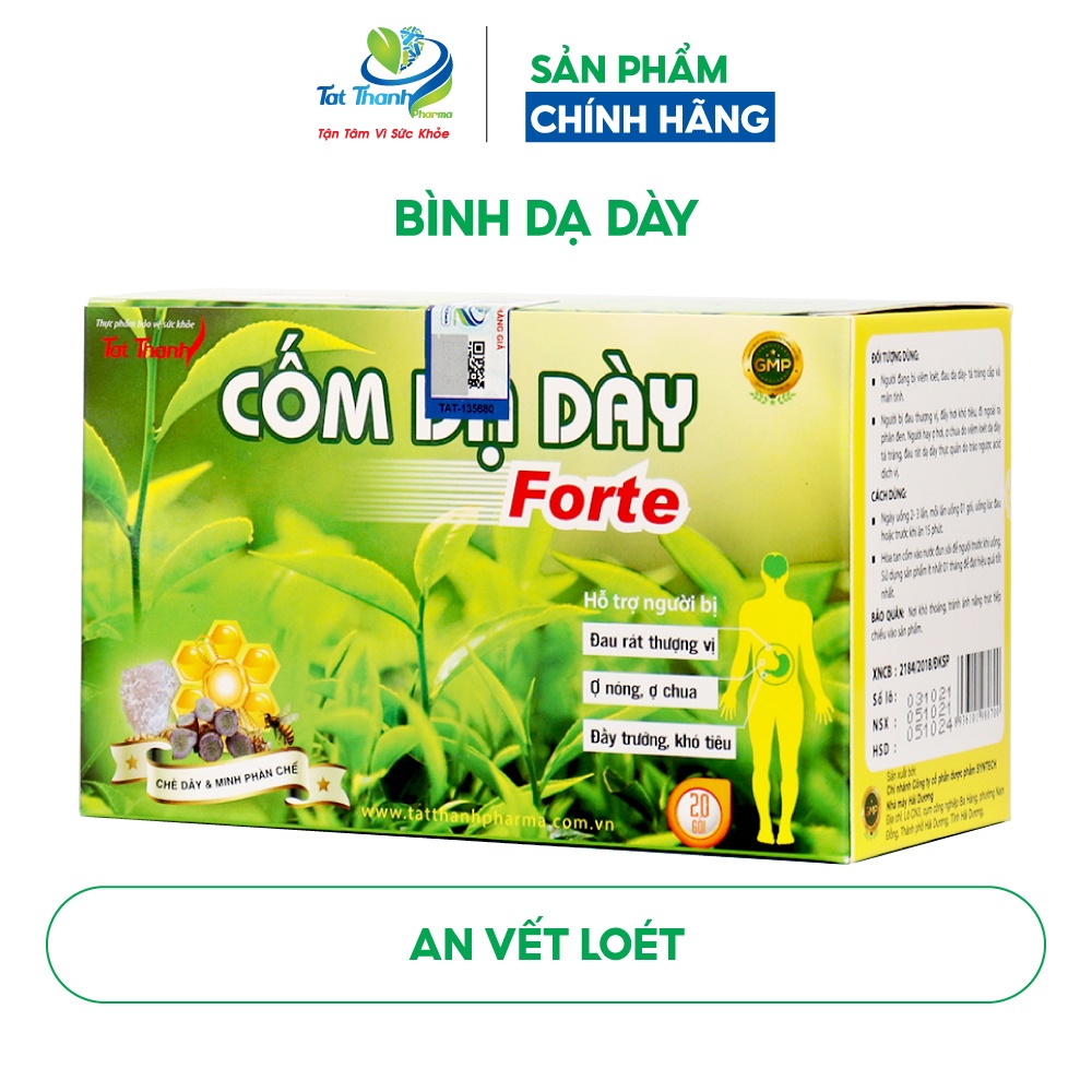 Cốm dạ dày Forte Tất Thành Pharma hỗ trợ giảm đau dạ dày 1 hộp 20 gói