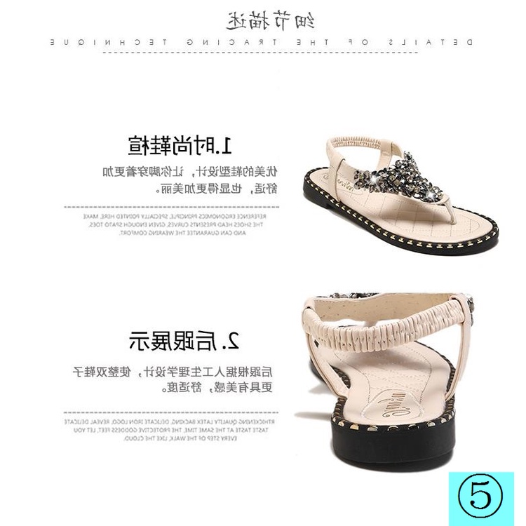 Giày Sandal Đế Bằng Đính Đá Size Lớn 35-43 41 Thời Trang Hè Cho Nữ 42