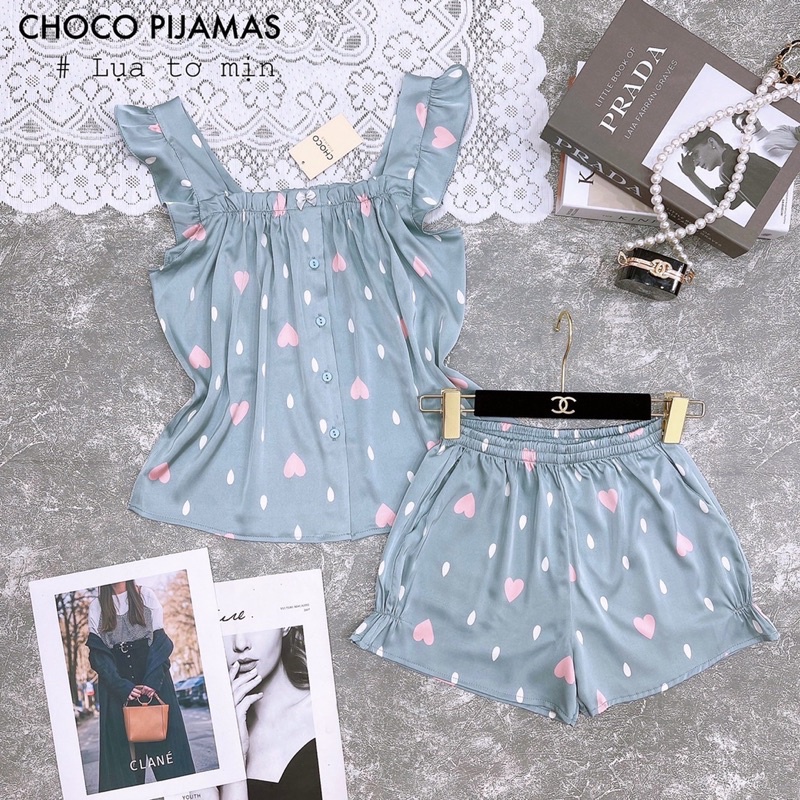 Bộ lụa hai dây bộ mặc nhà đẹp bộ ngủ cao cấp hãng choco