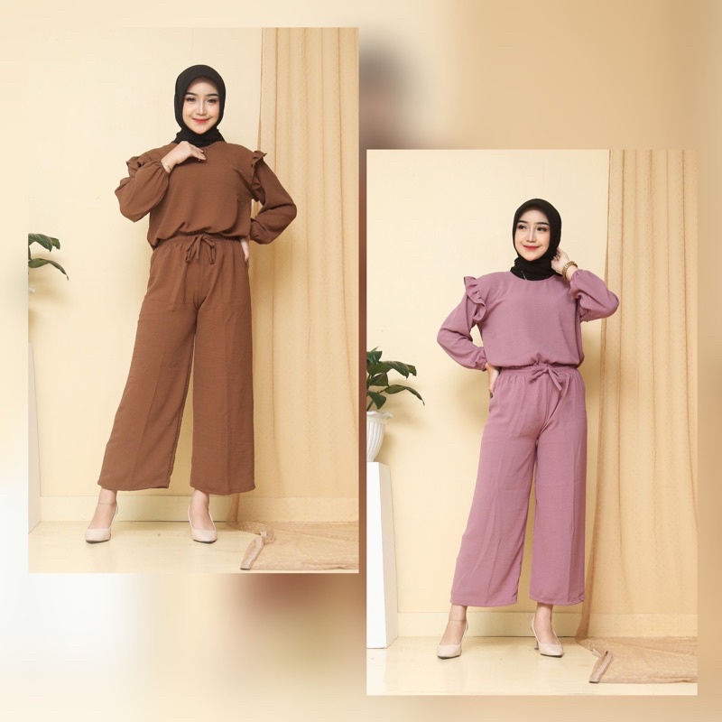 Crinkle Airflow One Set / / Bộ Quần Culottes Nếp Nhăn / Quần Culottes Không Khí Ruby Cao Cấp Cho Nữ