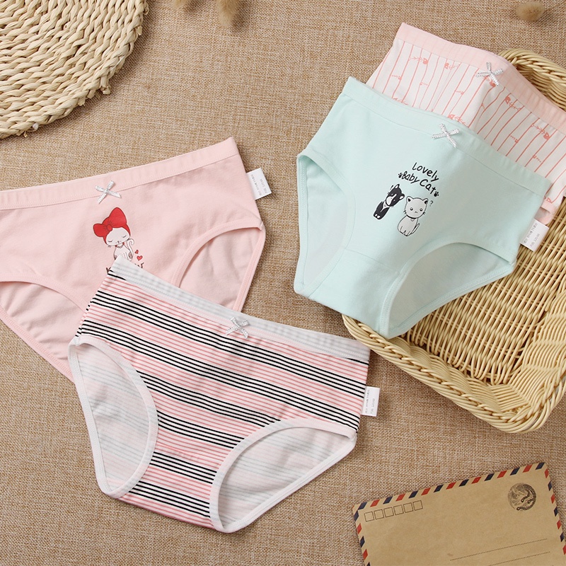 Quần Lót cotton Kẻ Sọc Thoáng Khí Không Kẹp Cho Bé Gái
