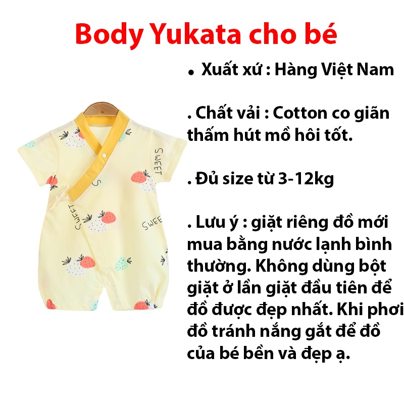 Bộ body đùi yukata cho bé trai bé gái sơ sinh, bodysuit liền thần dễ thương vải cotton mềm mịn co giãn nhẹ _ BD24