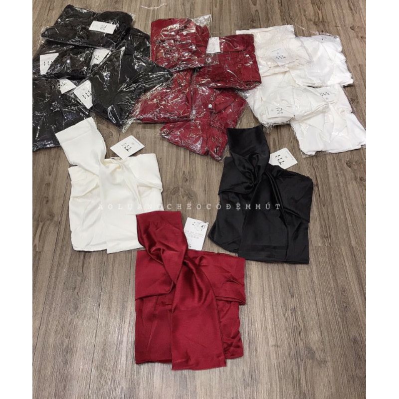 Áo nơ bắt chéo đủ màu vải kate siêu sang