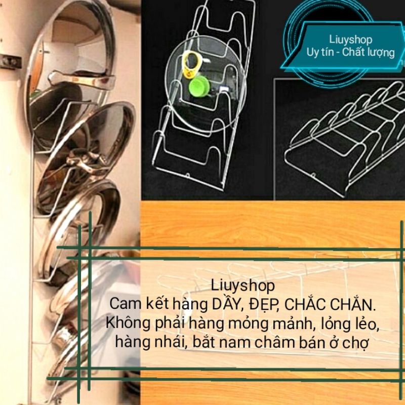 Giá inox treo vung nồi, xoong, chảo cao cấp SUS 304