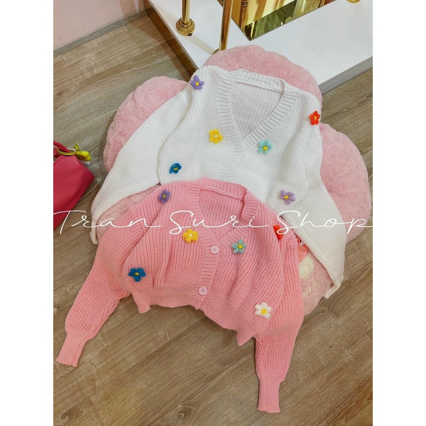 ÁO KHOÁT CARDIGAN THÊU HOA CỰC HOT - ÁO KHOÁT LEN THÊU HOA QUÃNG CHÂU