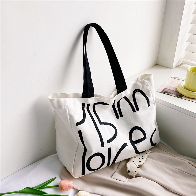 Túi Xách Canvas In Chữ Thời Trang Nữ Tính