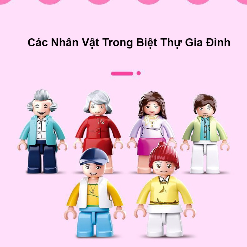 Đồ Chơi Lắp Ráp Kiểu LEGO Mô Hình Biệt Thự Gia Đình 6 Người Garden Villa sluban B0721 Với 896 Mảnh Ghép,Quà Tặng Bé Gái
