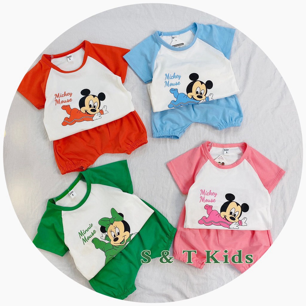 Bộ Quần Áo Cotton Cộc Tay Cho Bé Minie Mouse [B02-2021] - Babi mama