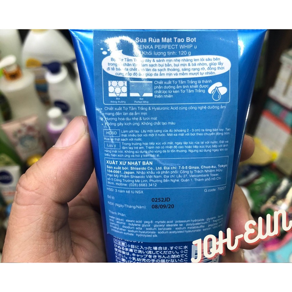 Sửa rửa mặt Senka - perfect whip tạo bọt / collagen/ white clay 120gr