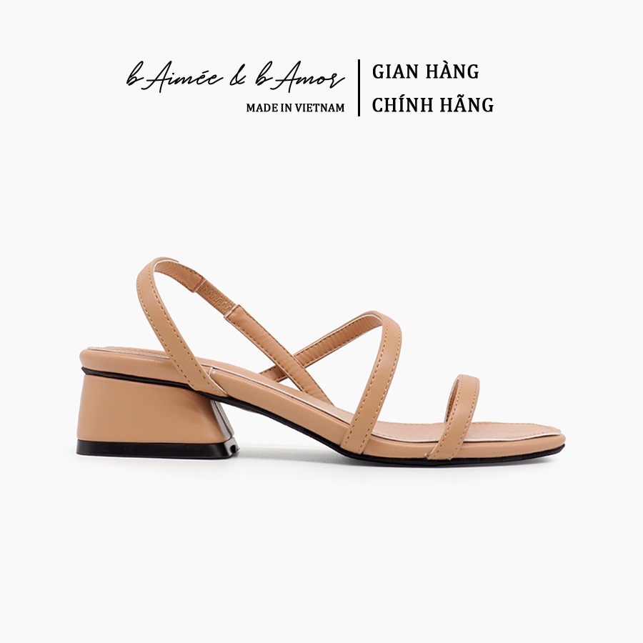 Giày sandal nữ cao gót 3 phân quai mảnh mũi vuông gót vuông thời trang hàn quốc đẹp cao cấp bAimée &amp; bAmor - MS1533