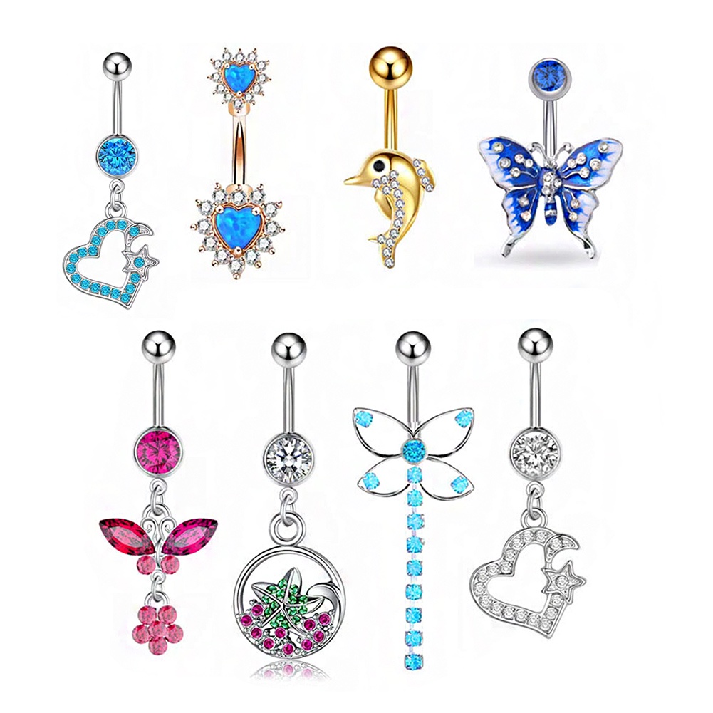 Khuyên Rốn Mặt Hình Bướm Đính Đá Zircon Thời Trang Cho Nữ