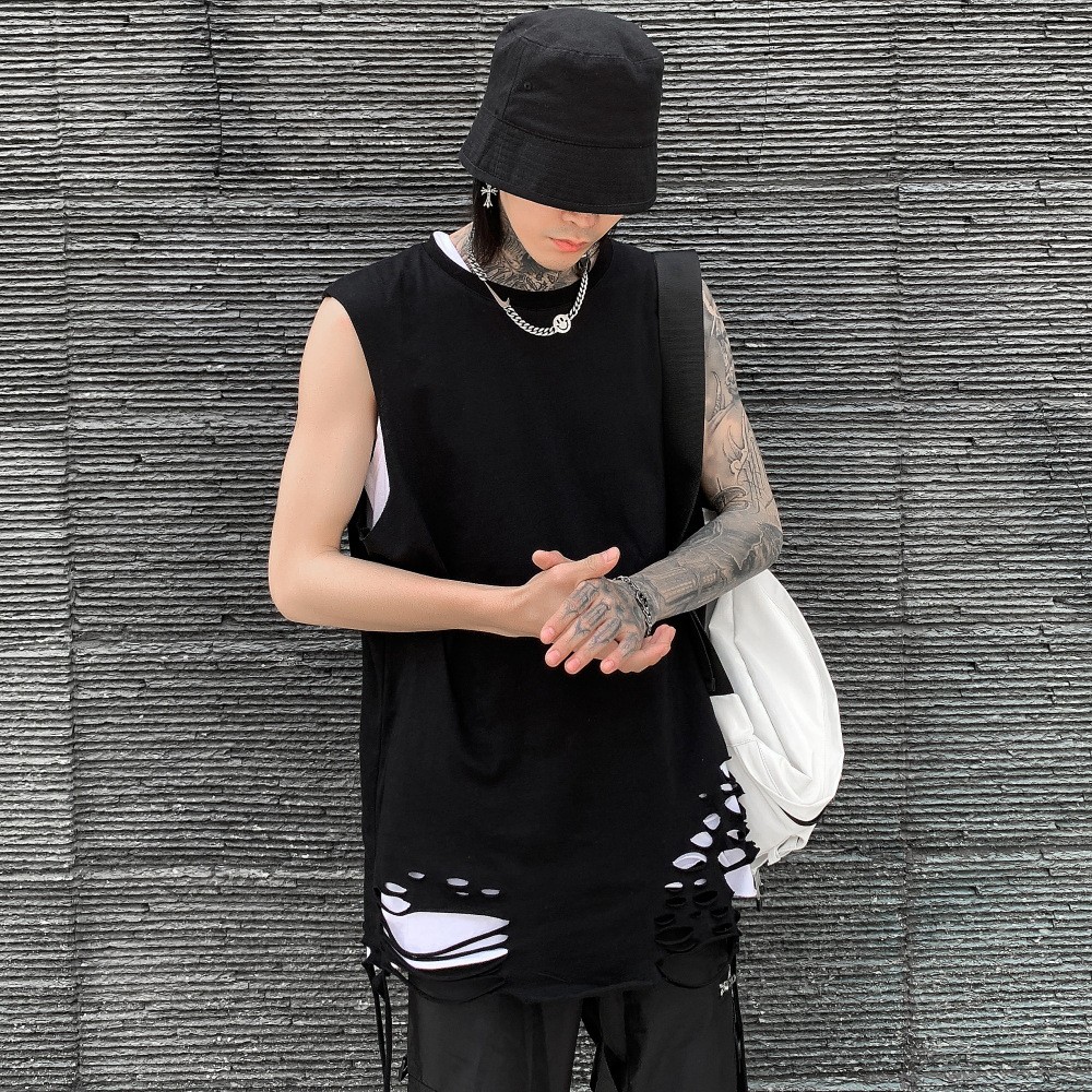 Áo tanktop ba lỗ ulzzang UNISEX rách 2021 dùng mặc lót KÈM VIDEO THẬT