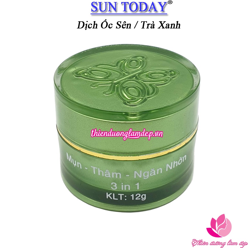 Kem Mụn, Thâm, Ngăn nhờn 3 in 1 dịch Ốc sên và Trà xanh SUN TODAY - 12g