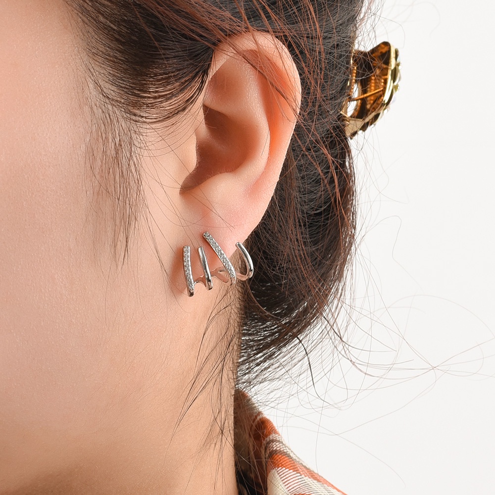 1 Đôi Bông Tai Hình Học Đính Kim Cương Giả Phong Cách Đơn Giản Cổ Điển Thời Trang Dành Cho Nữ