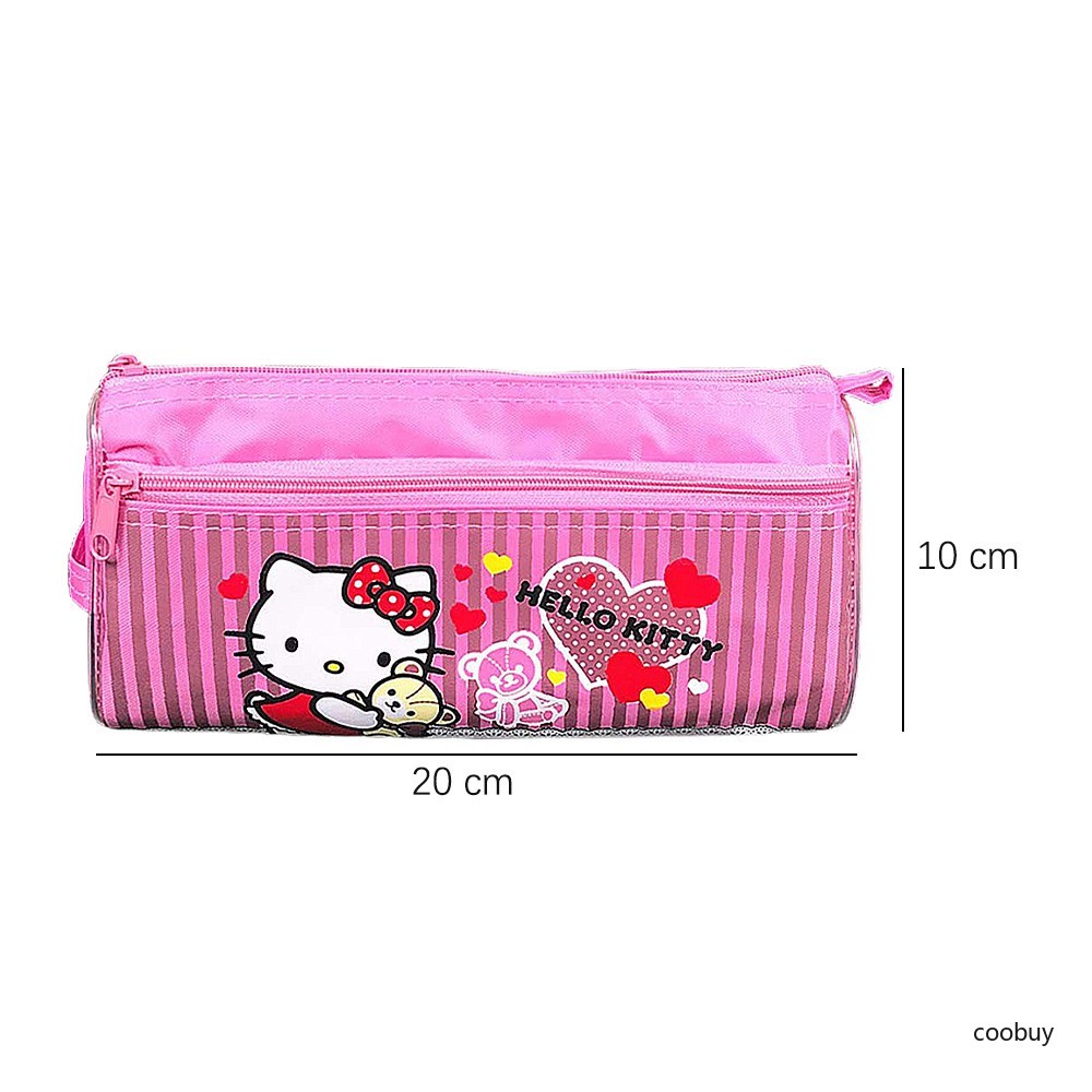 Túi đựng bút in hình mèo / Minion / Doraemon 2 ngăn đáng yêu