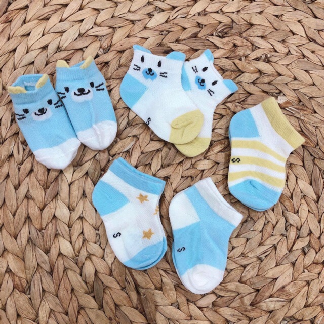 Set 5 Đôi Tất Hình thú Cổ  thấp Cho Bé hãng kidsock [ Cam Kết Đẹp Y Hình]