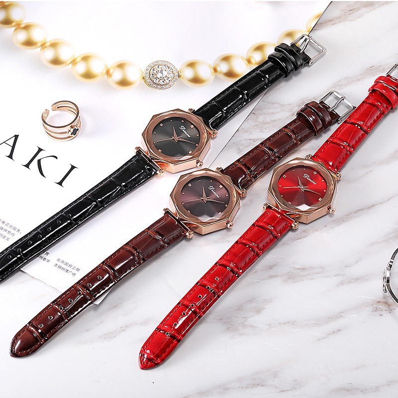 Đồng Hồ Nữ DIMINI 2088 Mặt 3D Mặt Bát Giác Dây Da Bóng Trẻ Trung Thời Trang | BigBuy360 - bigbuy360.vn