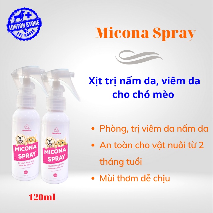 VEMEDIM Micona Spray - Dung dịch xịt giúp hết viêm nang lông, viêm da, nấm da, xà mâu