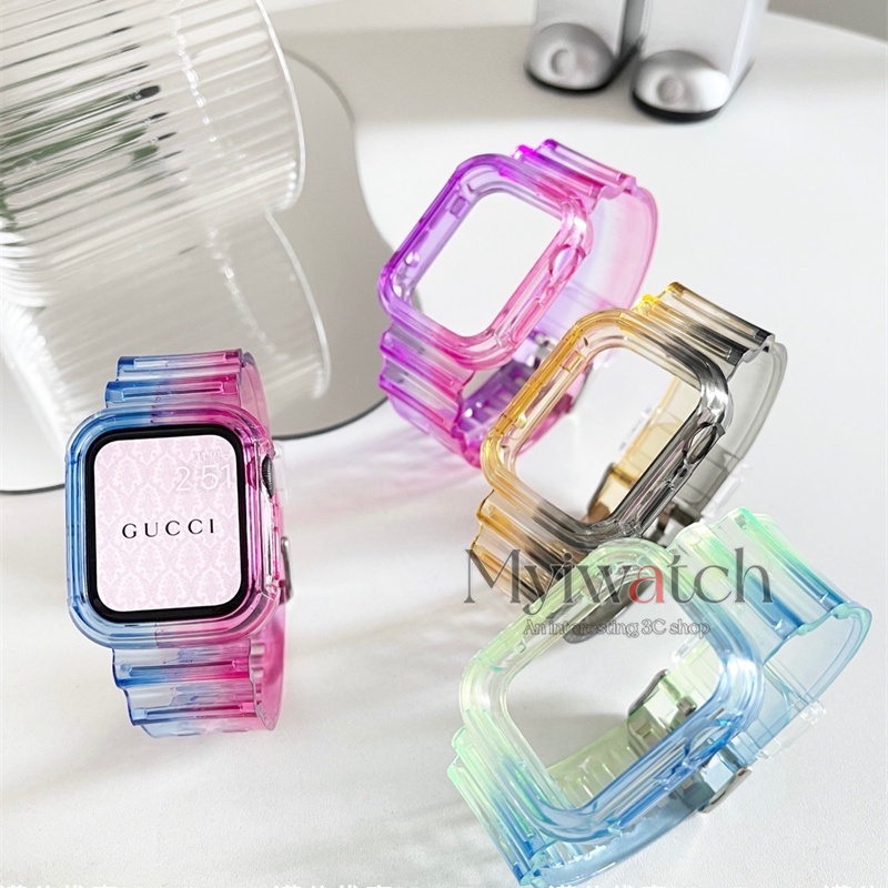 Vòng Đeo Tay Trong Suốt Màu Cầu Vồng Cho iWatch series 8 7 6 5 4 SE 41mm 45mm 40mm 44mm 38mm 42mm