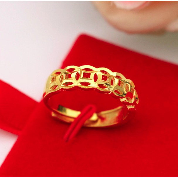 Nhẫn kim tiền phát tài phát lộc dành cho nam nữ mạ vàng 24k