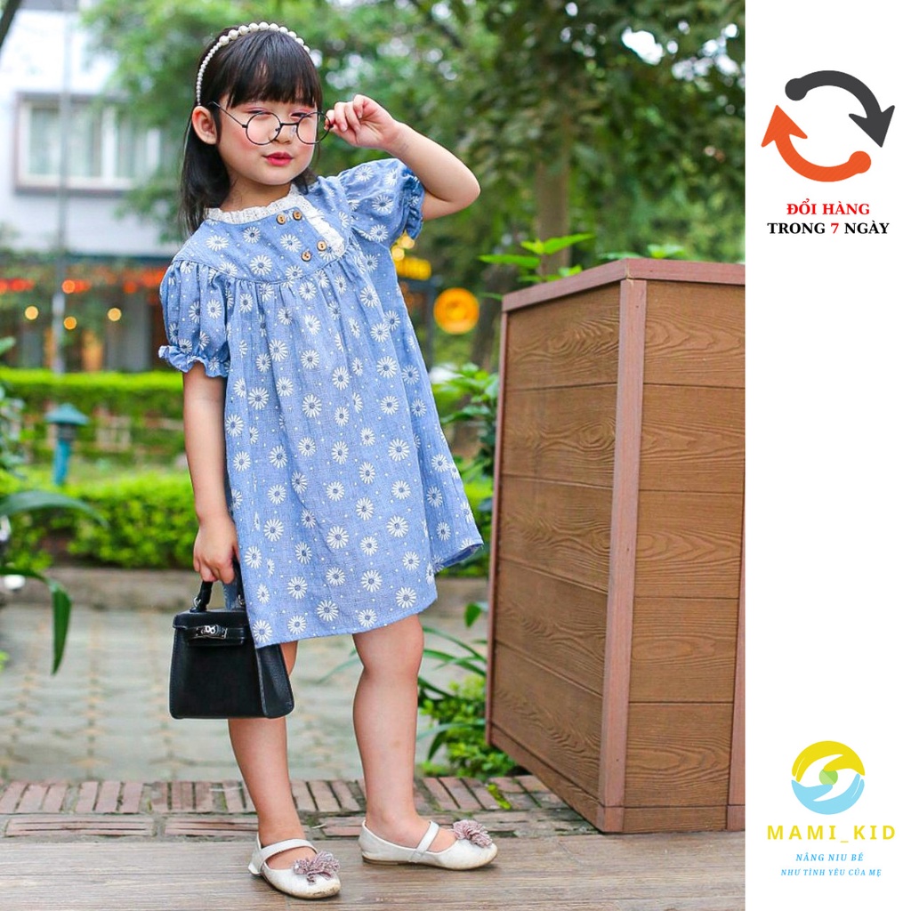 váy xinh cho bé gái 1-10 tuổi, chất liệu đũi hoa siêu mát, 10-25kg, mamikid