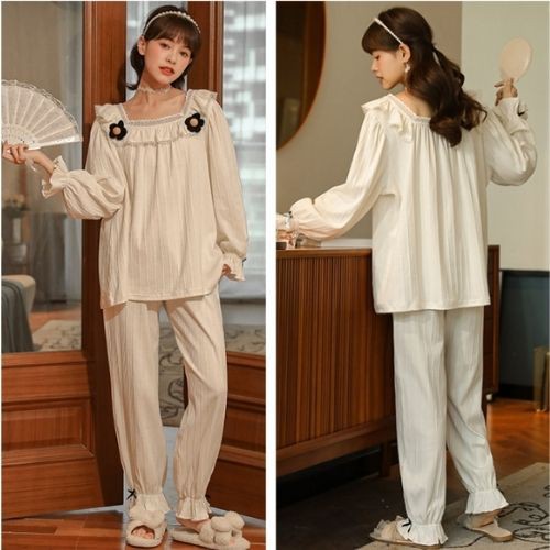 bộ đồ thu đông nữ dệt kim bông Cao Cấp phong cách công chúa tiểu thư cực kì dễ thương ngọt ngào không gây kích ứng da | BigBuy360 - bigbuy360.vn